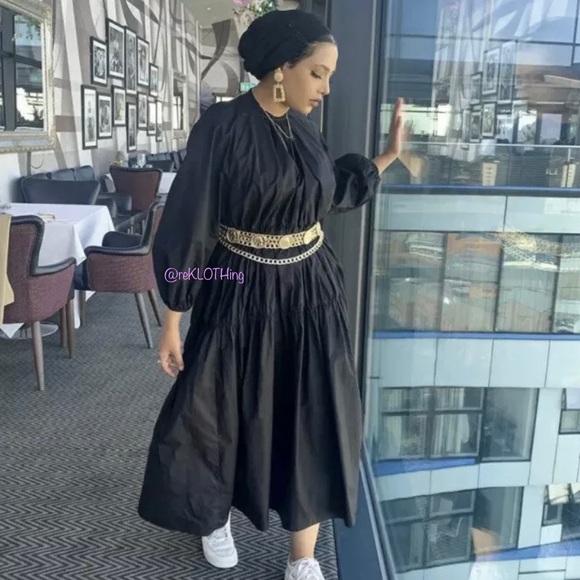 SOLD! Cotton Poplin Puff-Balloon Sleeved Dress - Picture 3 of 9